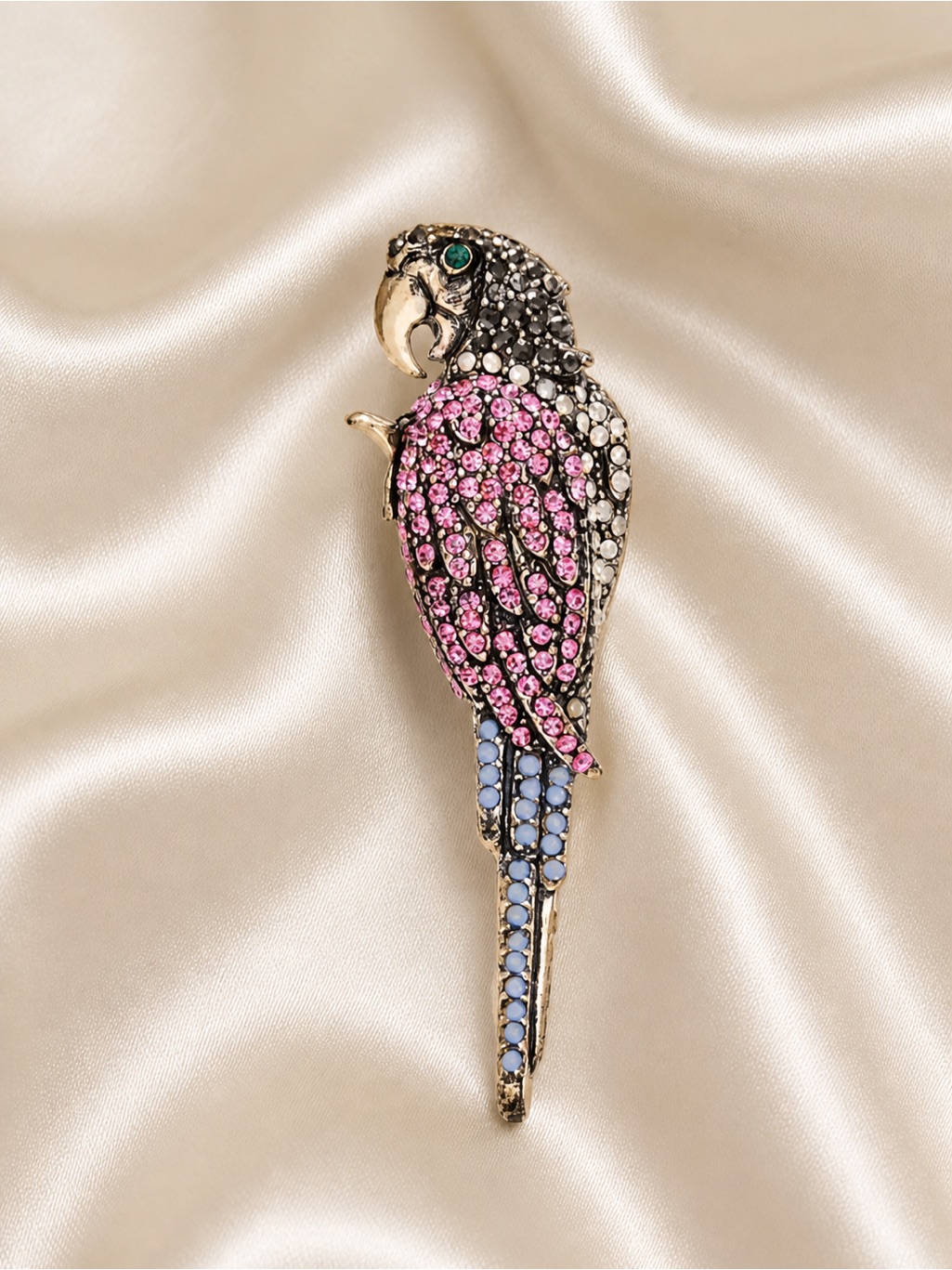Anthropologie Pink And Blue Parrot Brooch